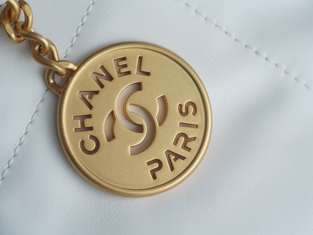 小香家-Chanel 22號手袋 白金色小號