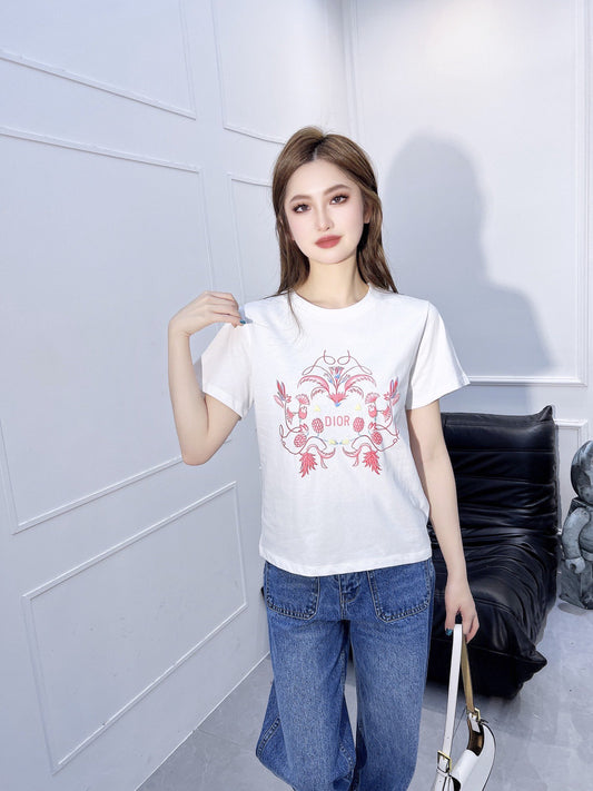 迪D家-2403 24早春最新發泡印花TEE 白色