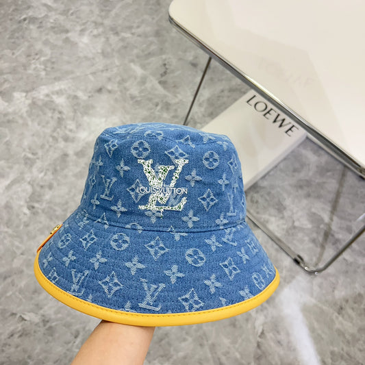 路L家-2024新款皮邊牛仔漁夫帽
