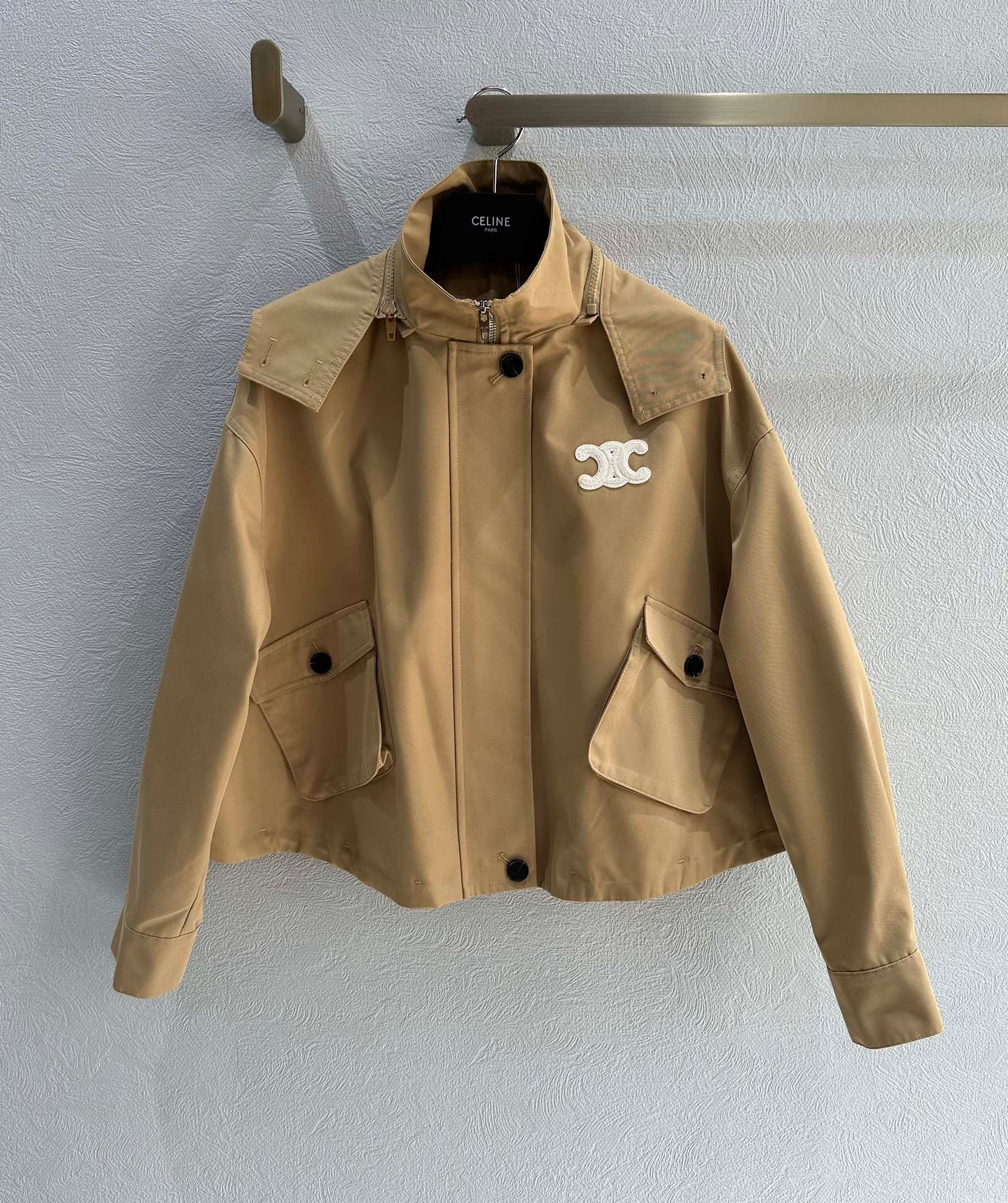 賽C家-2403 24早春新品立領連帽式風衣外套 (帽可拆)