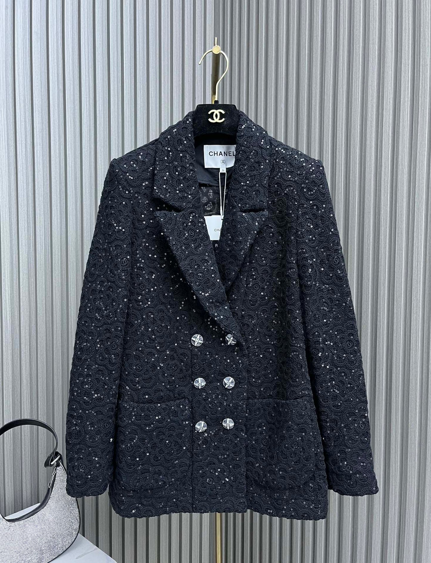 小香家-2403 24新品上架重工珠片繡花外套 黑色
