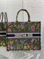 迪D家 Book Tote 刺繡字母軍綠花 大號41.5cm