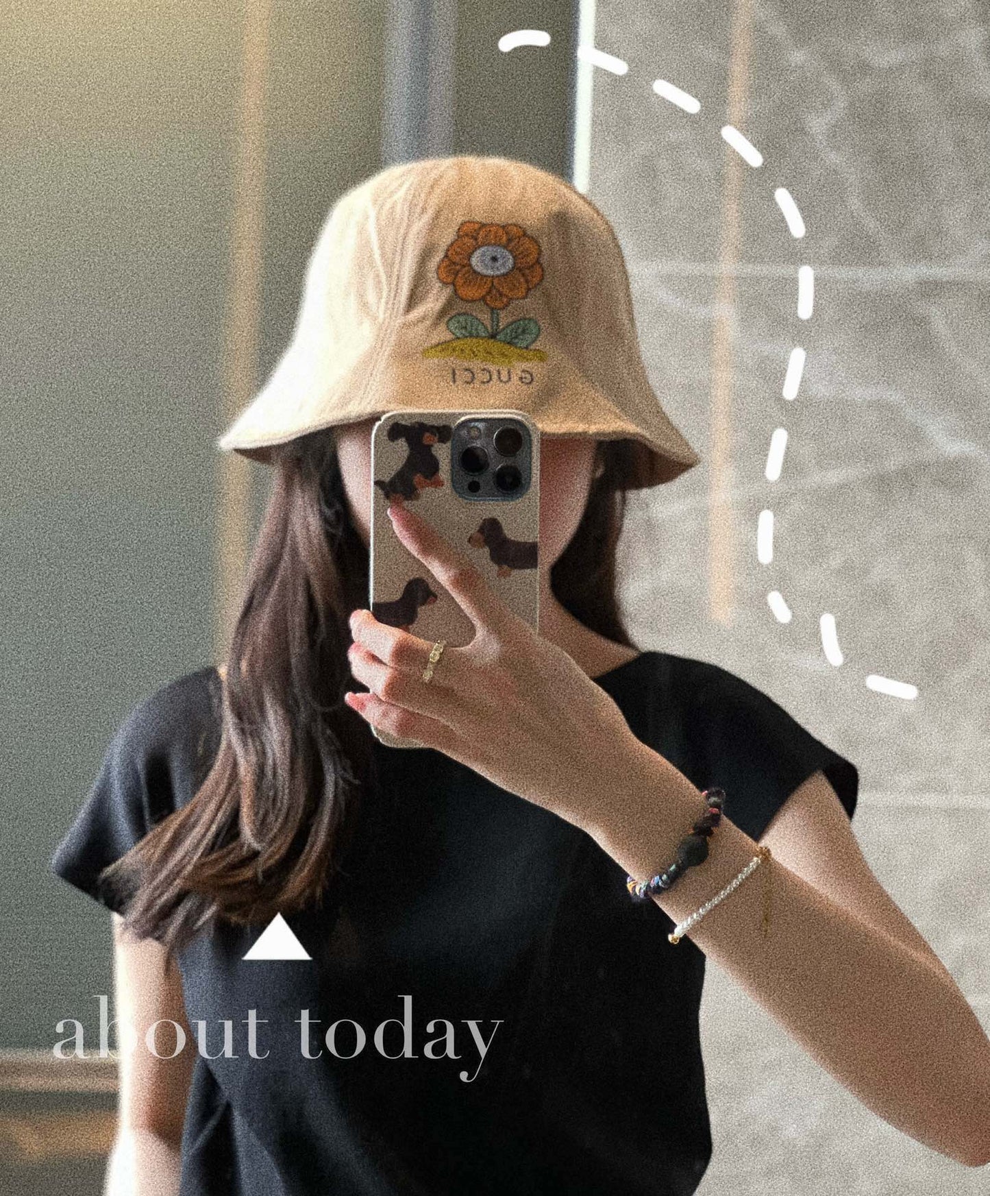 古G家-2023春夏新款 圓頂小花漁夫帽 杏色