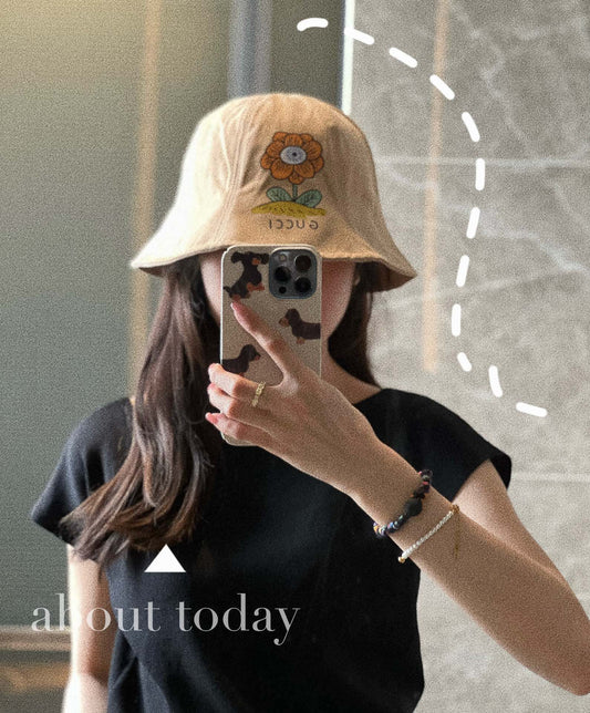 古G家-2023春夏新款 圓頂小花漁夫帽 杏色