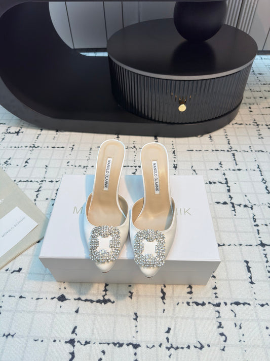 Manolo Blahnik-2024 高跟拖鞋 白色