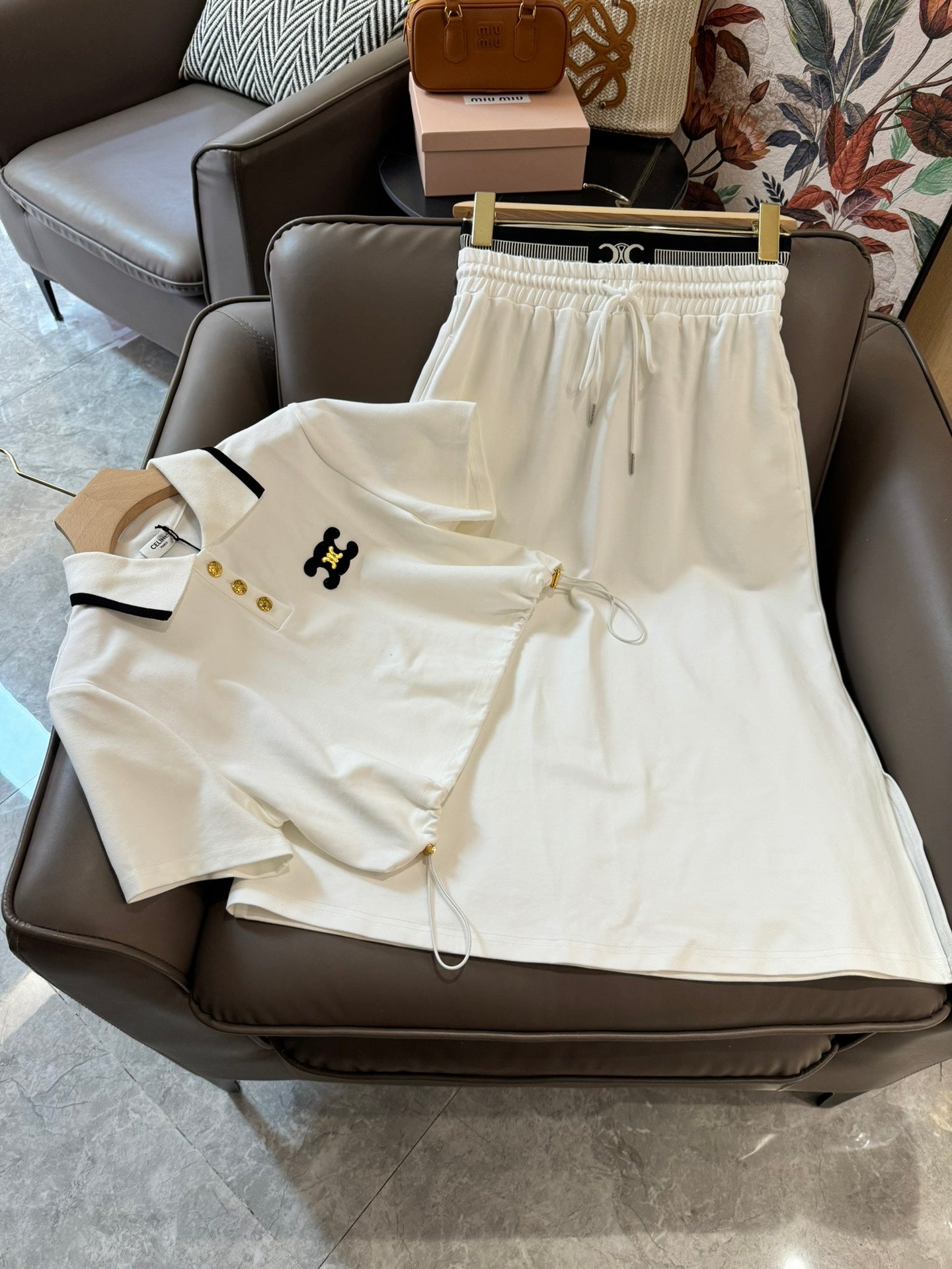 賽C家-2404 短袖polo衫套裝 白色