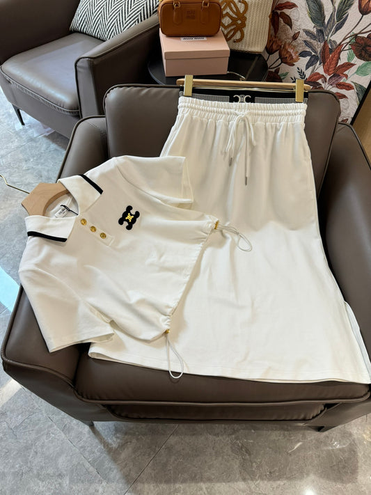 賽C家-2404 短袖polo衫套裝 白色