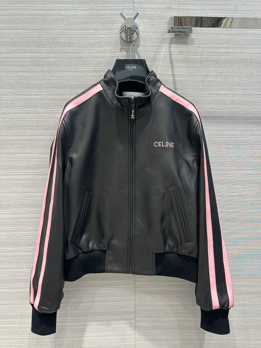 賽C家-2403 24春夏新品立領粉邊真皮外套