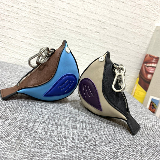 羅L威-Bird charm系列 牛皮 鑰匙圈 包包掛飾 咖啡色