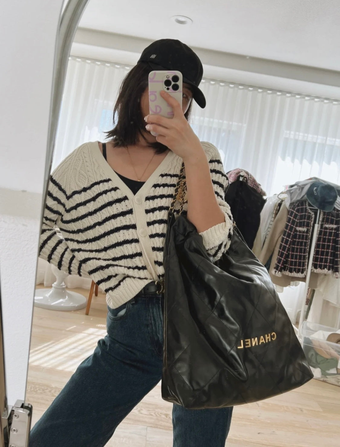 小香家-Chanel 22號手袋 黑金色大號
