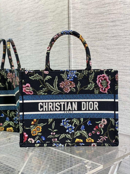 迪D家 Book Tote 刺繡字母黑色 中號36.5cm