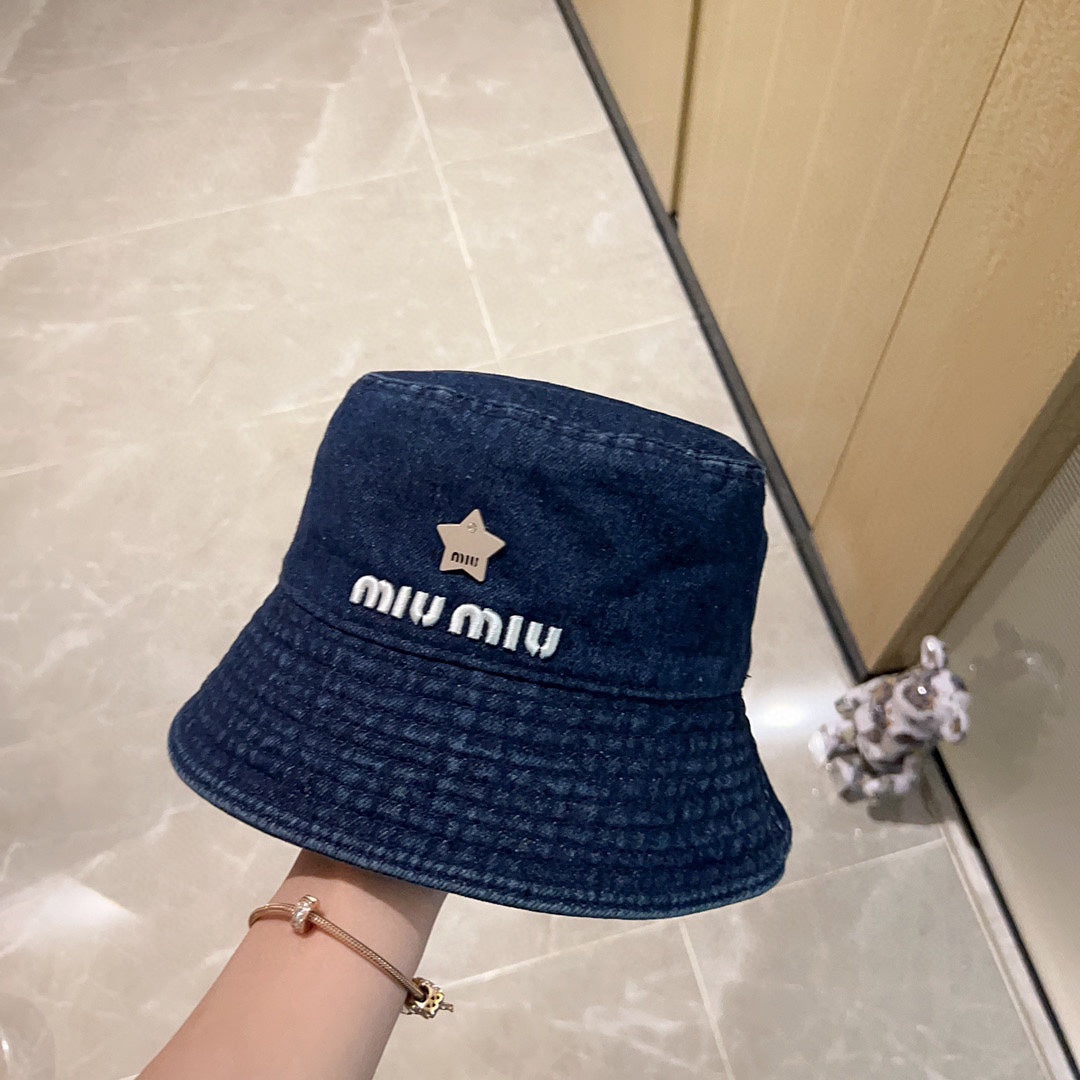 穆M家-2023新款簡約復古牛仔漁夫帽 藍色
