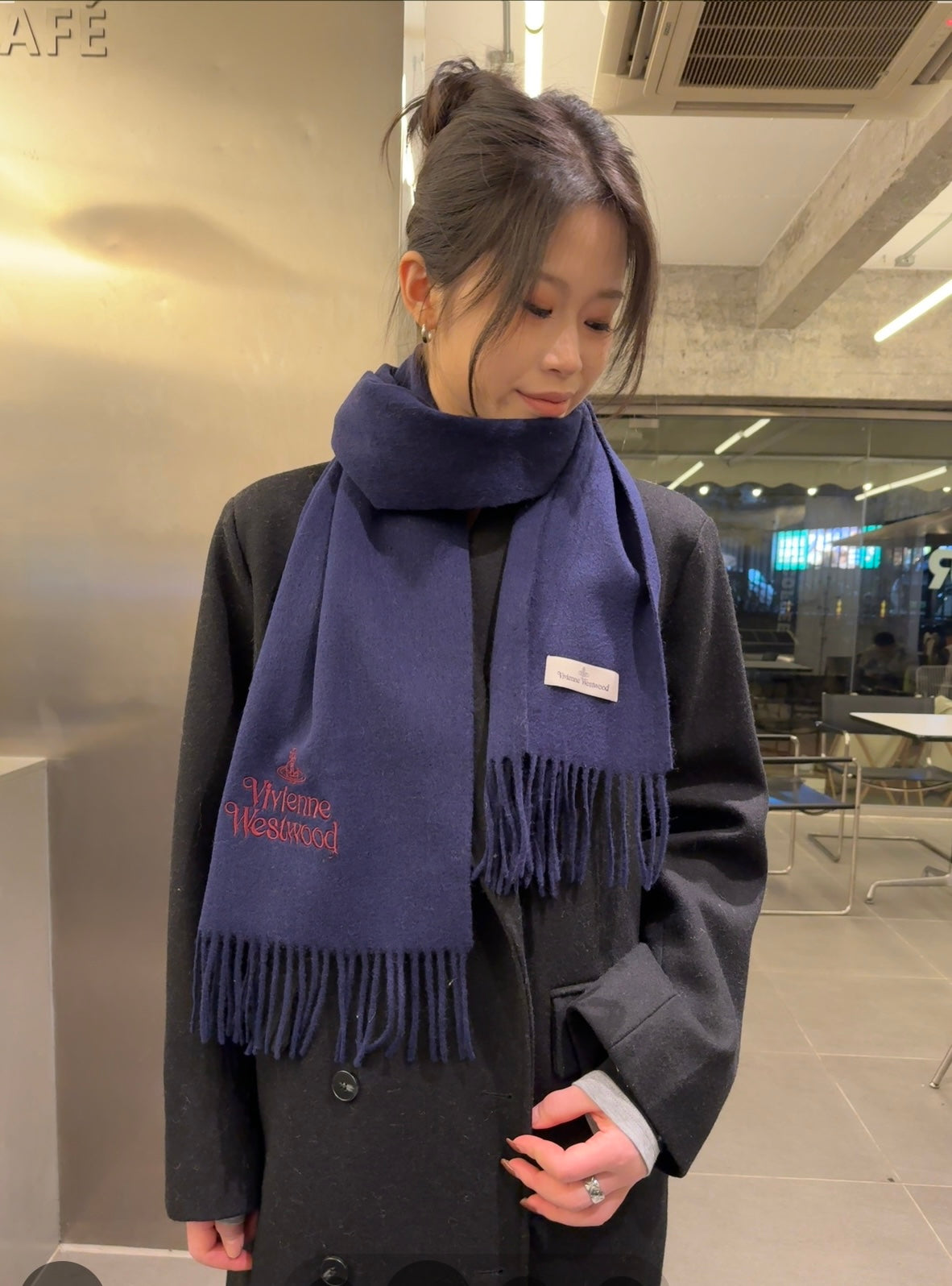 Vivienne westwood-2024經典素色圍巾 藍色