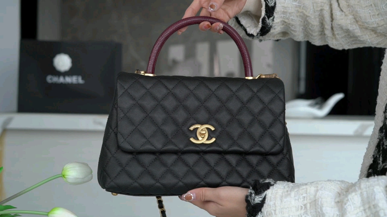 小香家-Chanel Handle28 蜥蜴提把 黑色大號