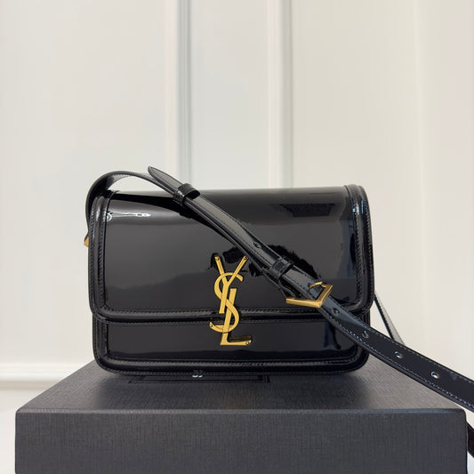 聖Y羅-BOX SAINT LAURENT 豆腐包 大號 漆皮黑色