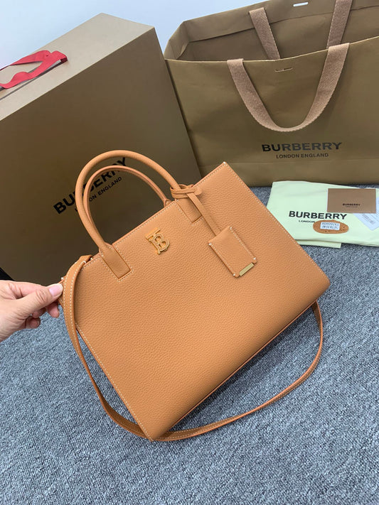 巴B家-Frances 粒紋皮革托特包 棕色 32CM