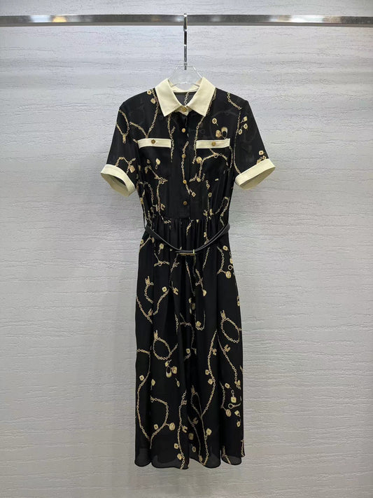 賽C家-2403 絲綢印花大擺洋裝
