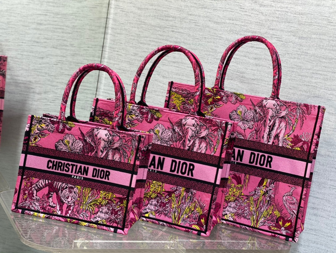迪D家-Book Tote 2023春夏系列 動物園桃紅色 中號