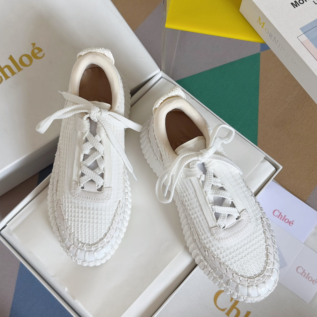 克羅C-Nama sneaker彩虹系列 網面拼色休閒運動鞋 全白色