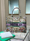 迪D家-2024春夏系列 Book Tote 太陽刺繡 白紫色 中號