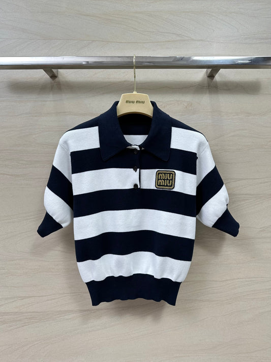 穆M家-2404 24早春新品經典爆款條紋針織上衣