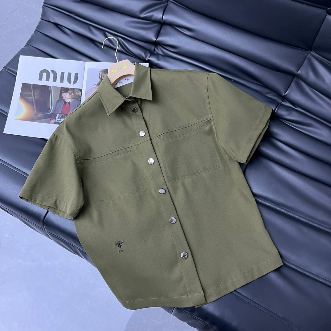 迪D家-2403 24新品上架短袖刺繡襯衫