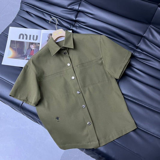 迪D家-2403 24新品上架短袖刺繡襯衫