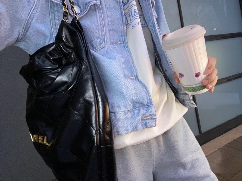 小香家-Chanel 22號手袋 黑金色中號