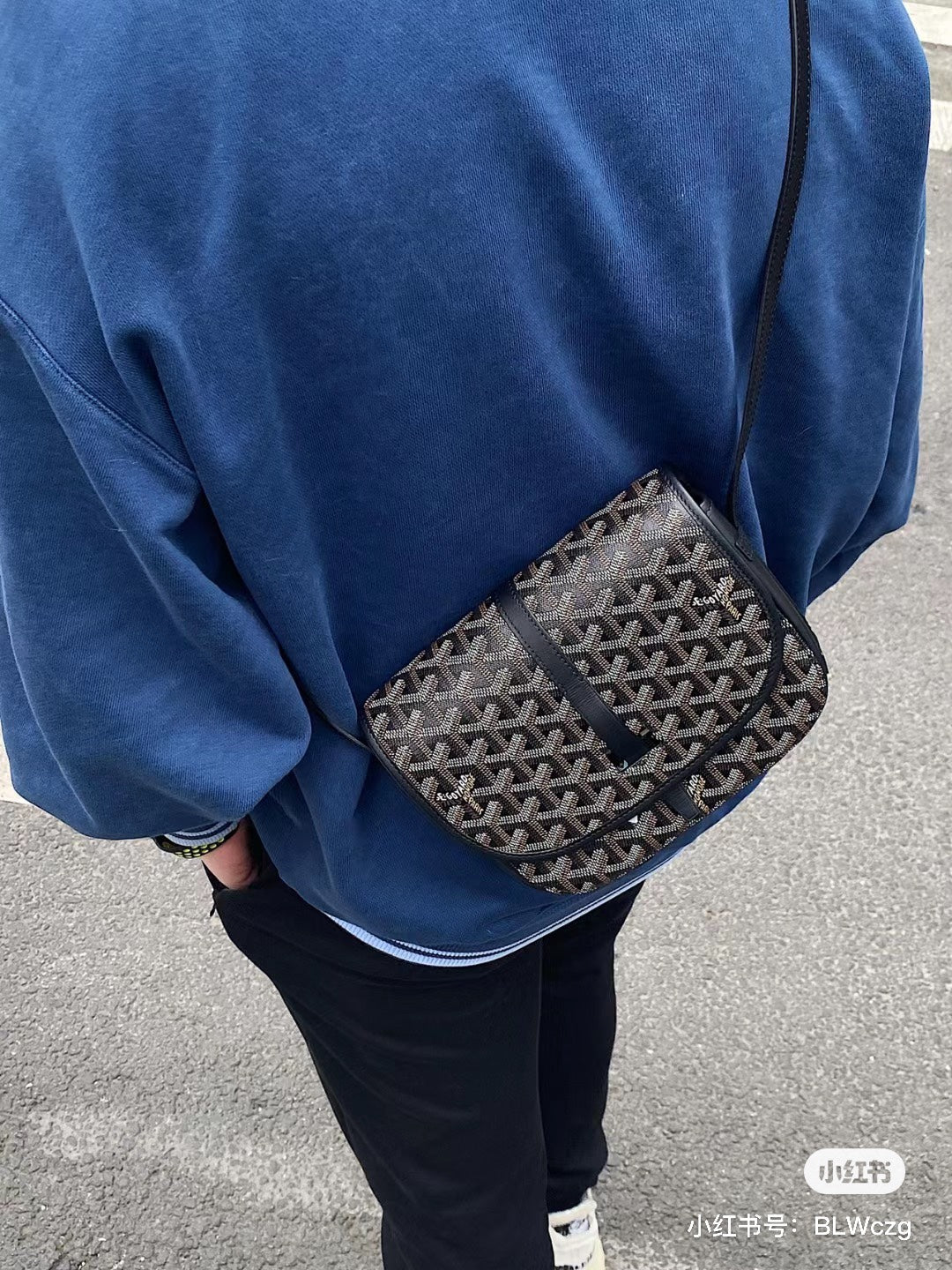 戈G家-Goyard 郵差包小號 黑色男女款
