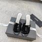 小香家-2023春夏新款 珍珠中跟拖鞋 黑色