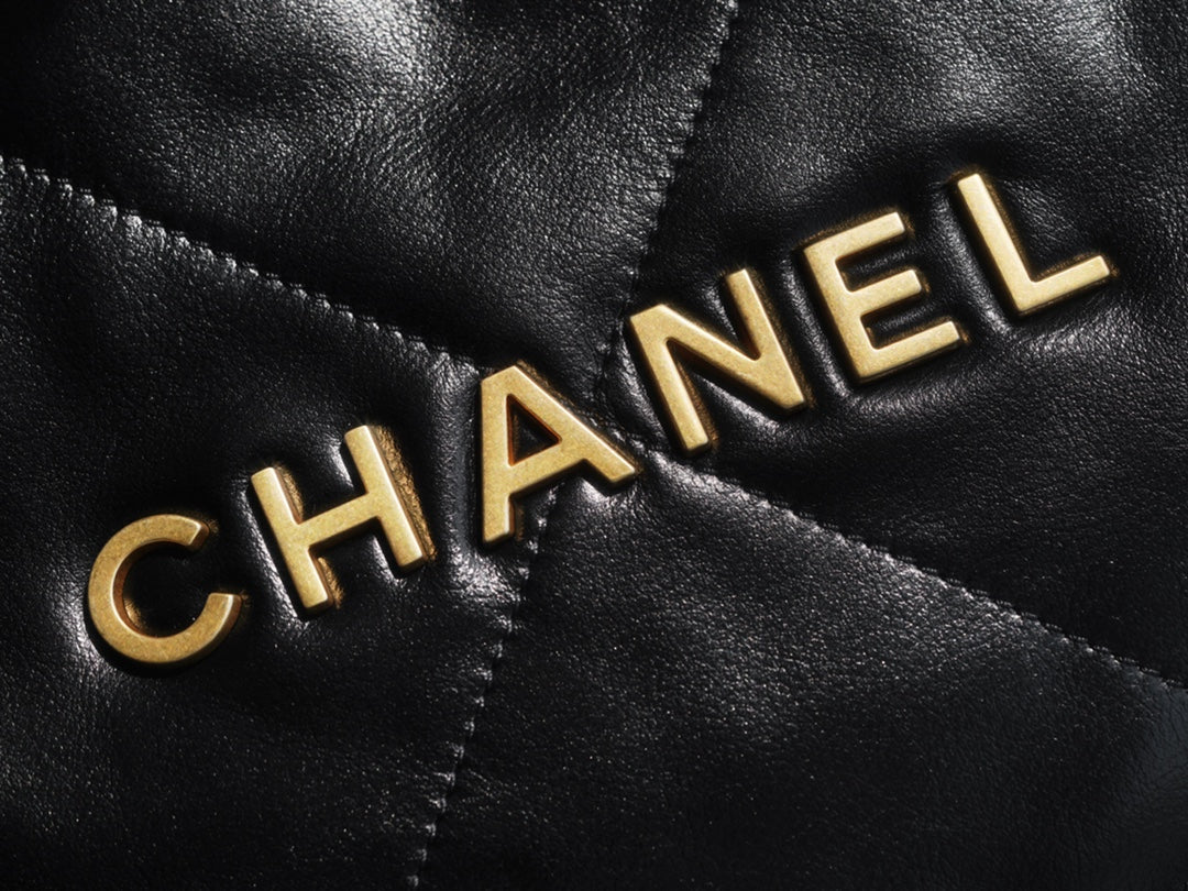 小香家-Chanel 22號手袋 黑金色中號