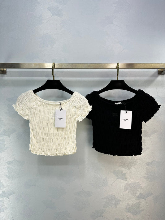 賽C家-2404 24ss春夏新品一字肩針織衫 兩色