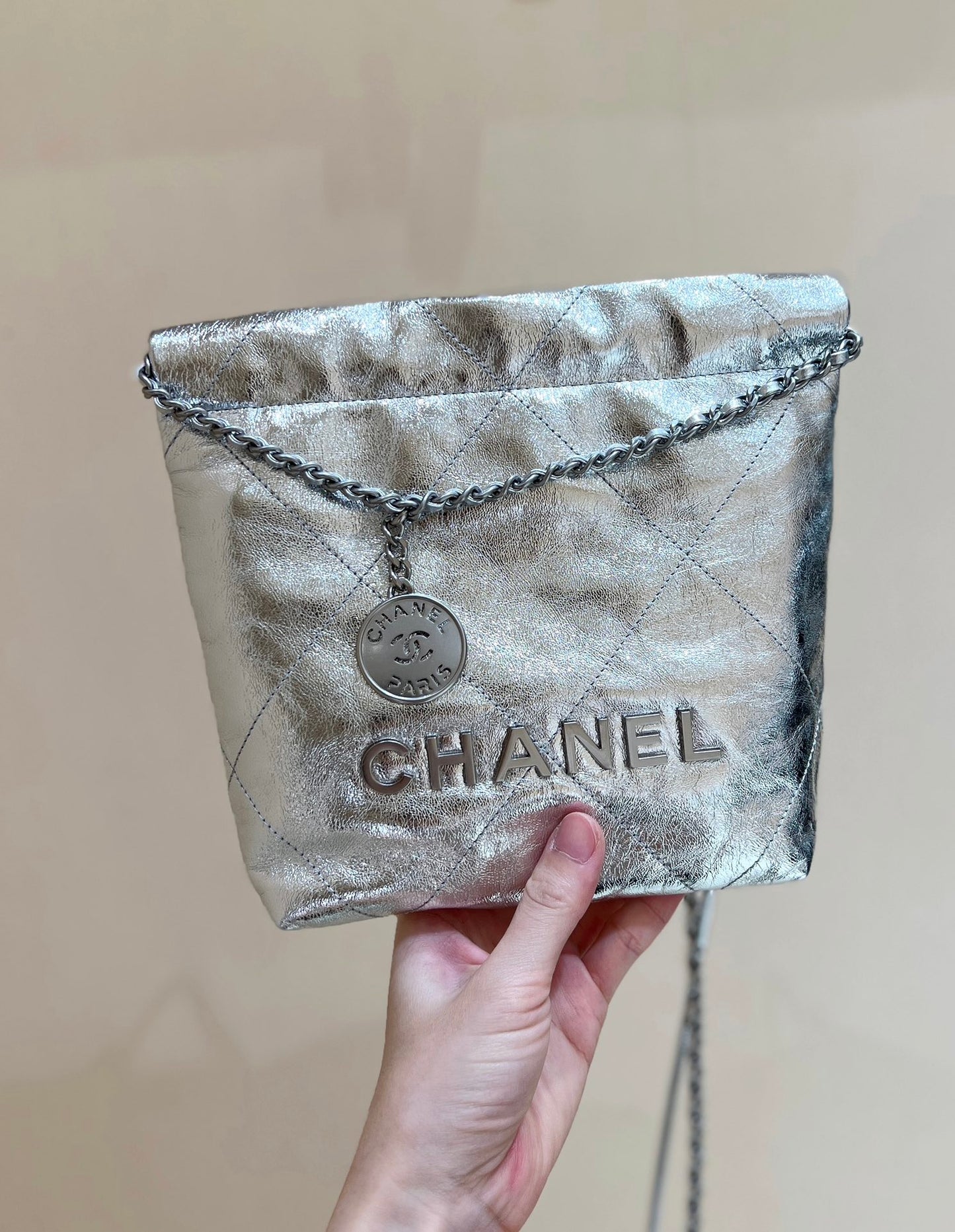 小香家-25C 22Bag Mini金屬皮 銀色