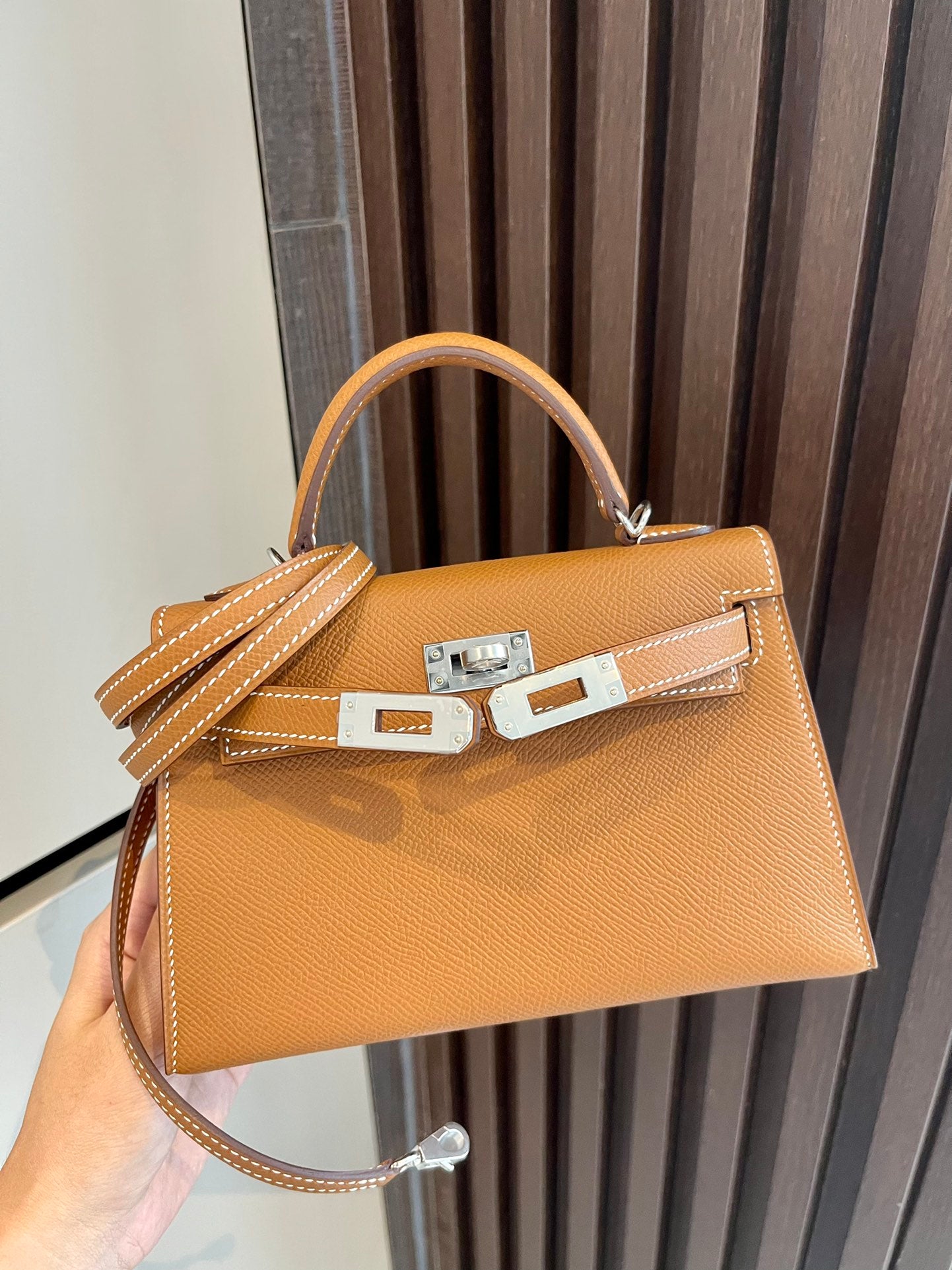 熱銷款 小愛款-Kelly Mini 2代 金棕 銀扣
