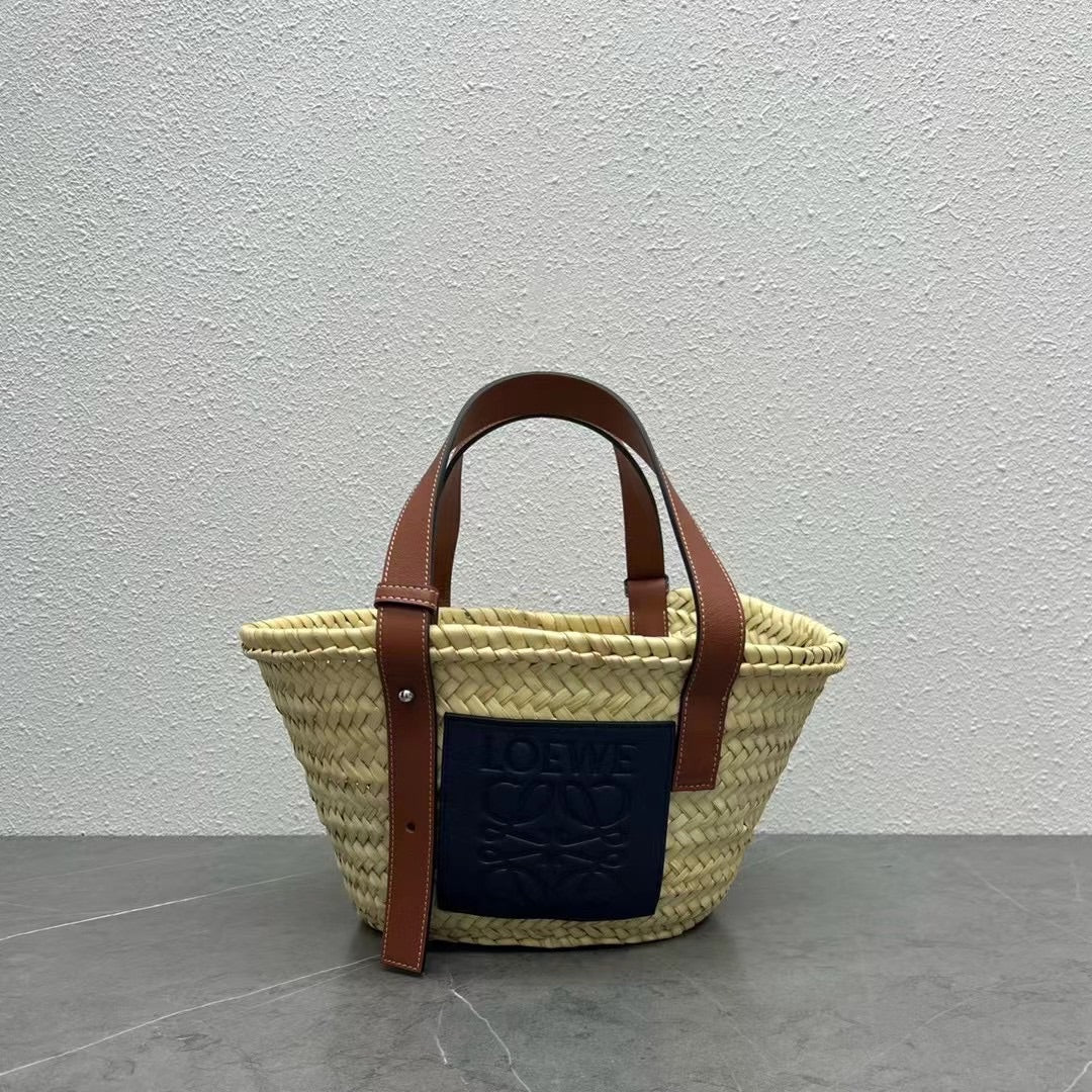 羅L威-草編包 33CM 小號 黑色