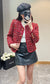 賽C家-2403 24年早春新款紅色粗花呢外套