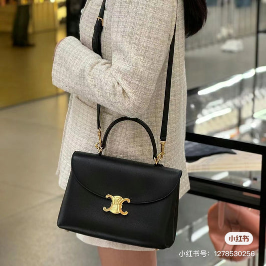 賽C家-柔軟牛皮革中型NINO手袋 黑色