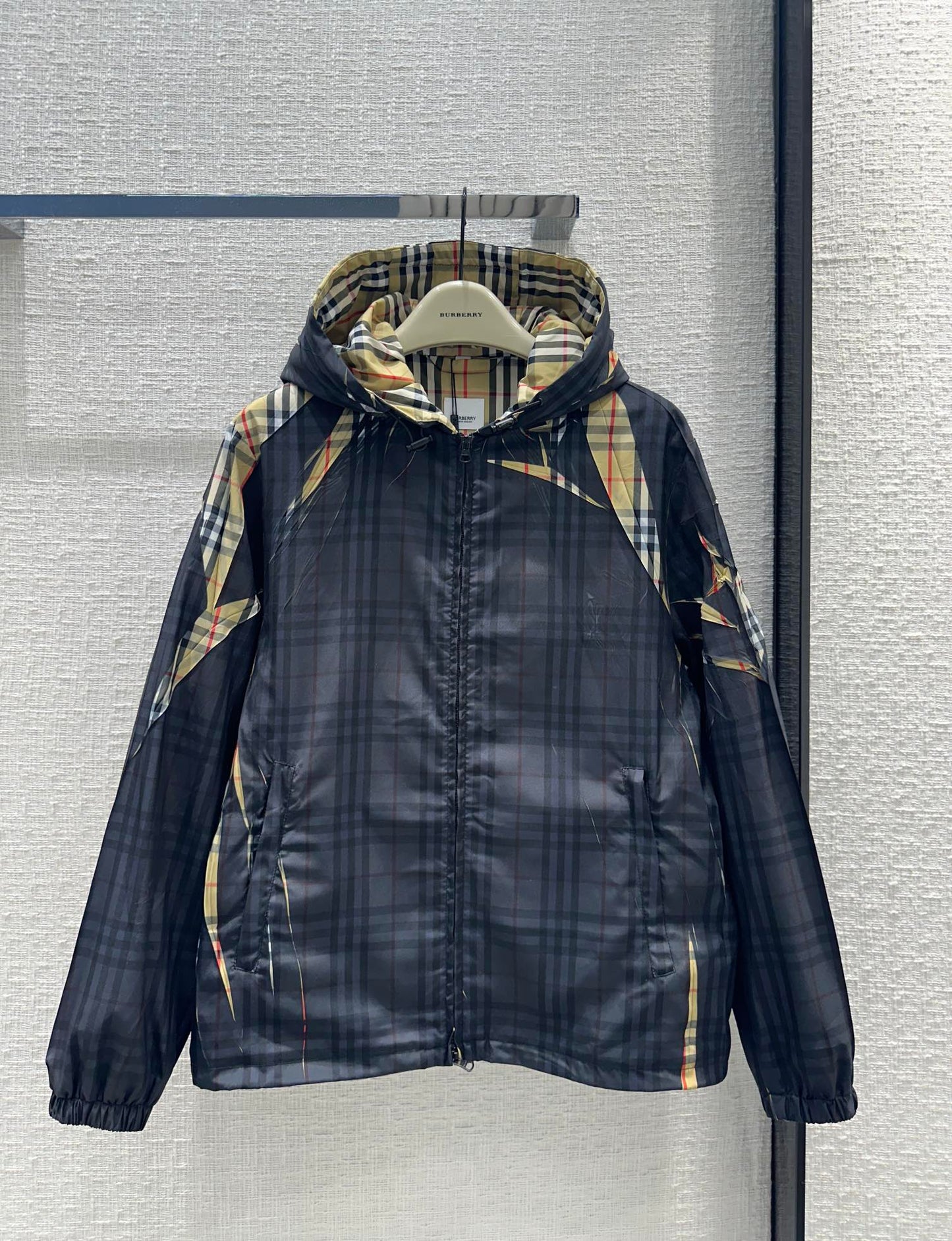 巴B家-2403 24早春新品格紋連帽外套