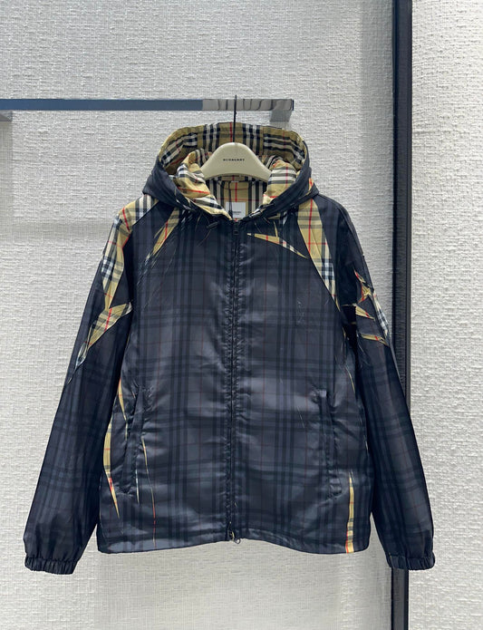 巴B家-2403 24早春新品格紋連帽外套