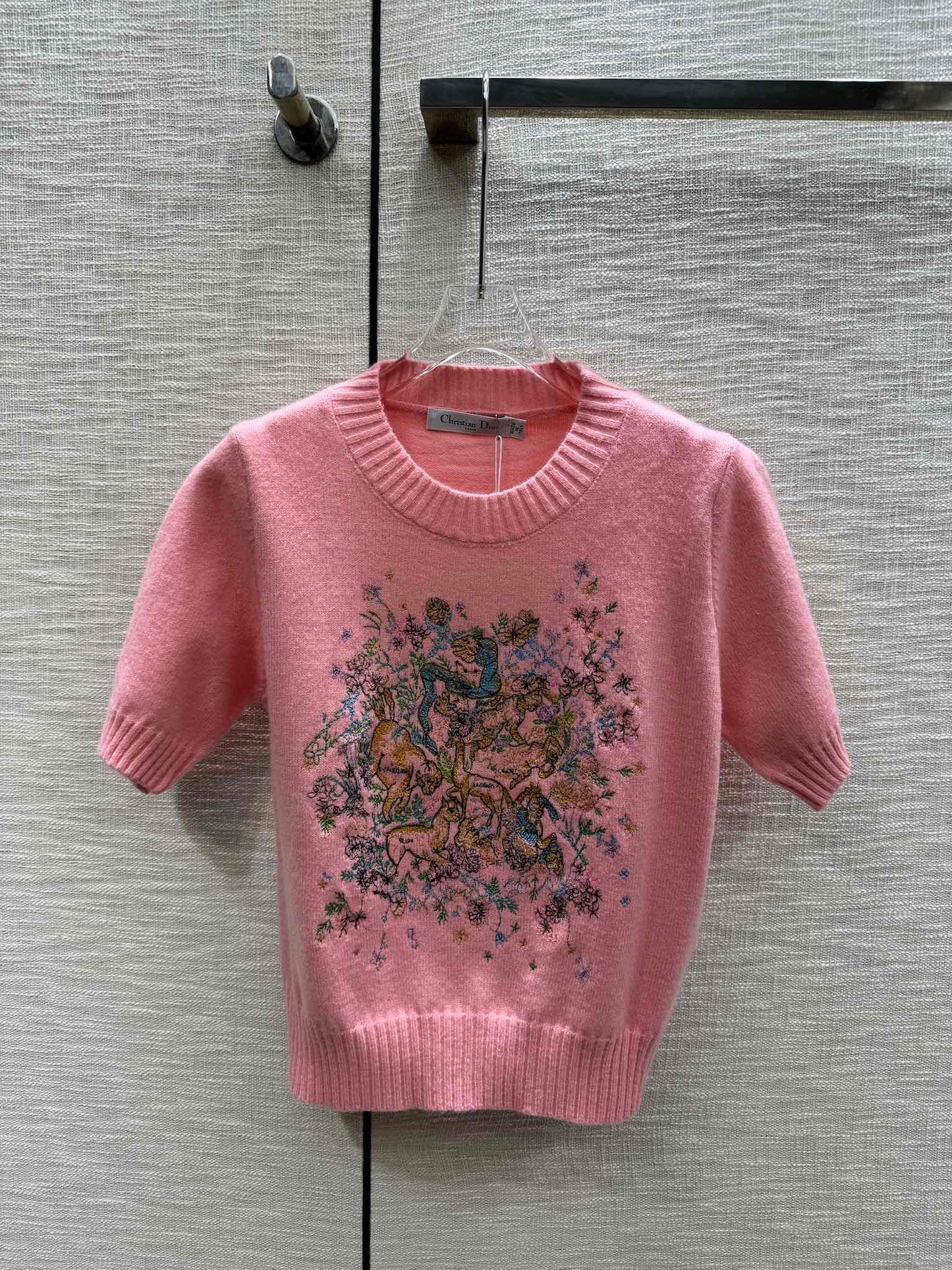 迪D家-2403 24早春最新系列重工刺繡針織短袖 粉色