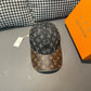 路L家-新款 老花牛仔拼皮鴨舌帽 黑色
