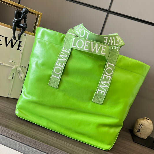 羅L威-Fold Shopper手袋 紙質小牛皮 綠色