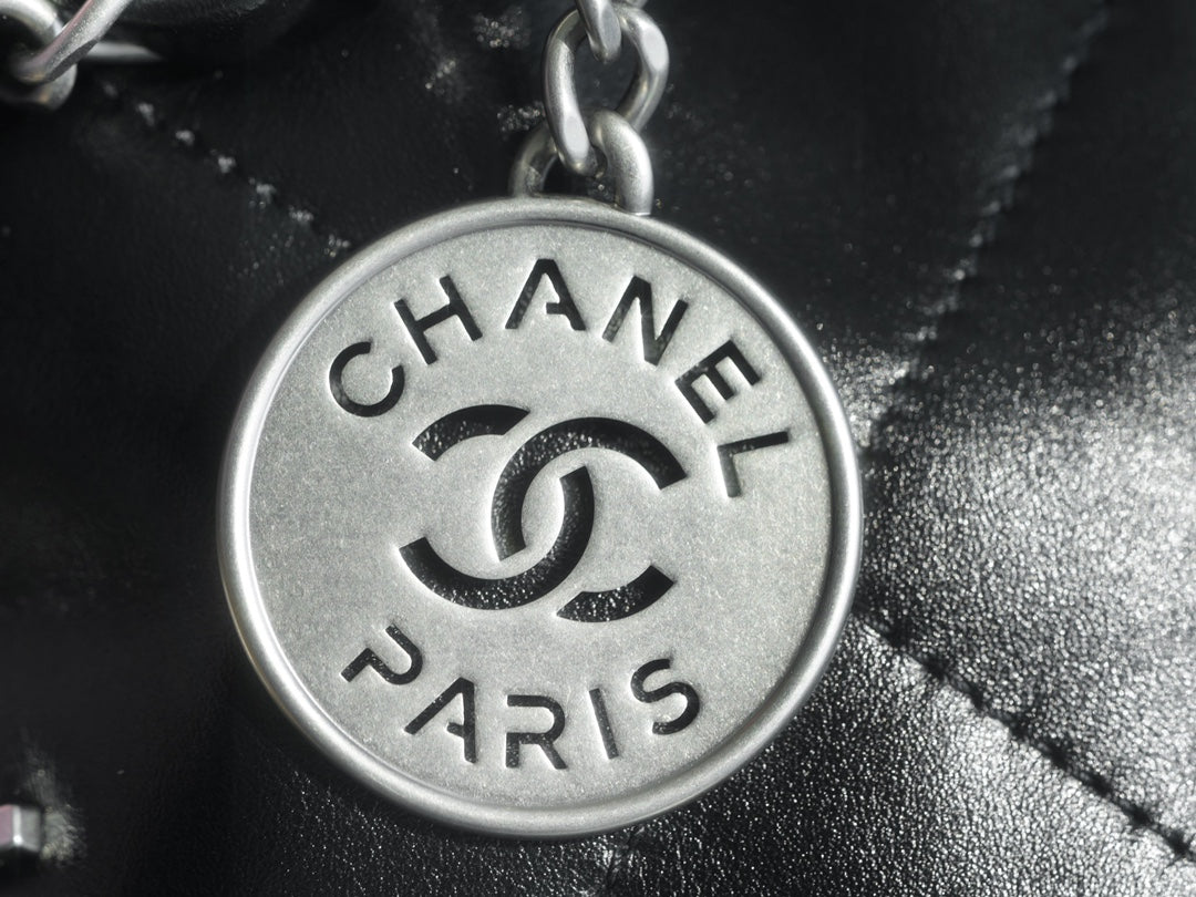 小香家-Chanel 22號手袋 橫版 黑銀色