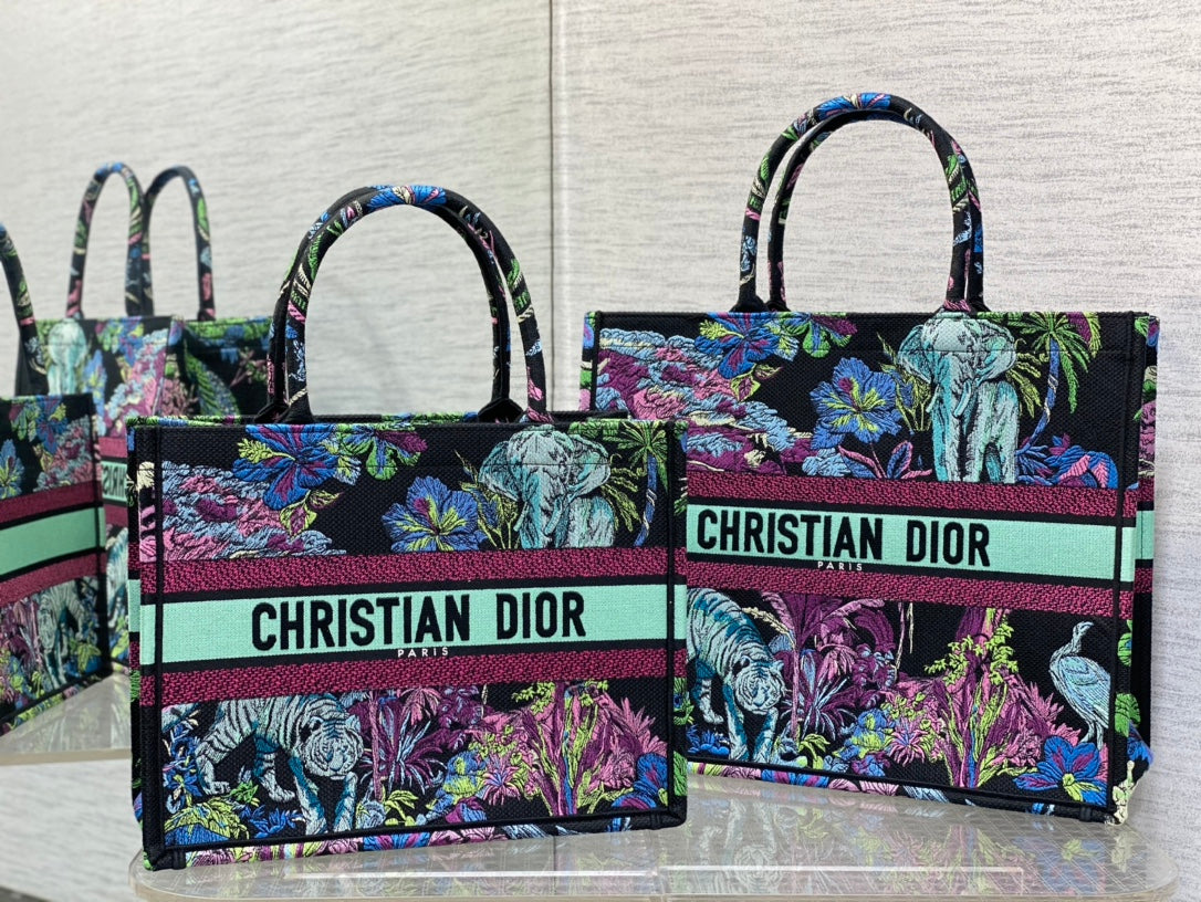 迪D家-Book Tote 2023春夏系列 動物園藍綠色 大號