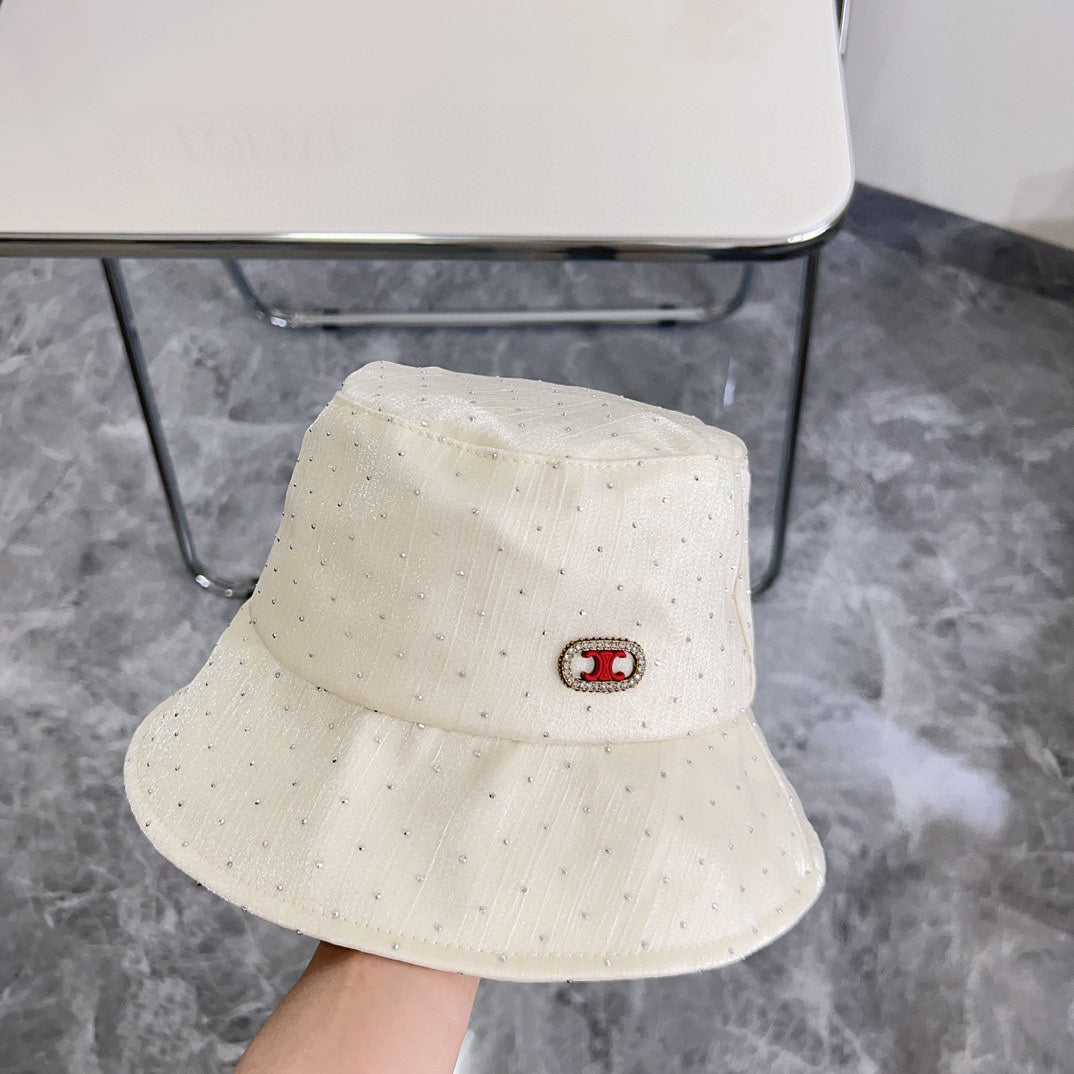 賽C家-2024新款水鑽輕奢華漁夫帽 白色