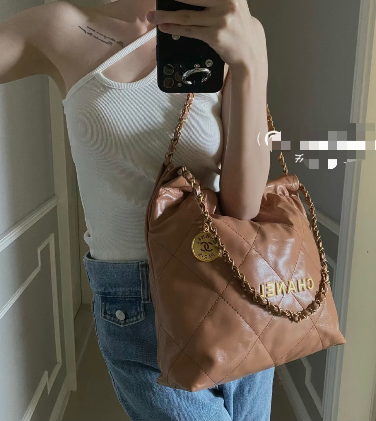 小香家-2023春夏新款 22BAG 中號 杏粉色