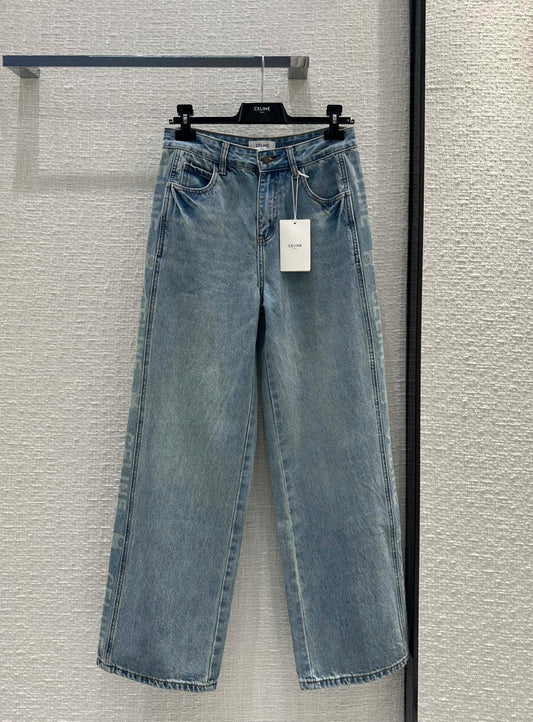 賽C家-2403 24早春新品側印直筒牛仔褲