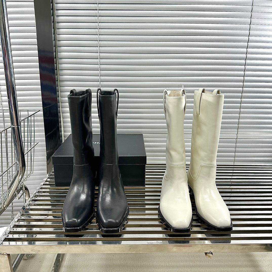 小香家-2023秋冬新款 低跟機車長靴 黑色