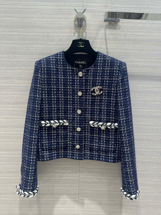 小香家-2403 24早春新品高級藍白金短款小外套