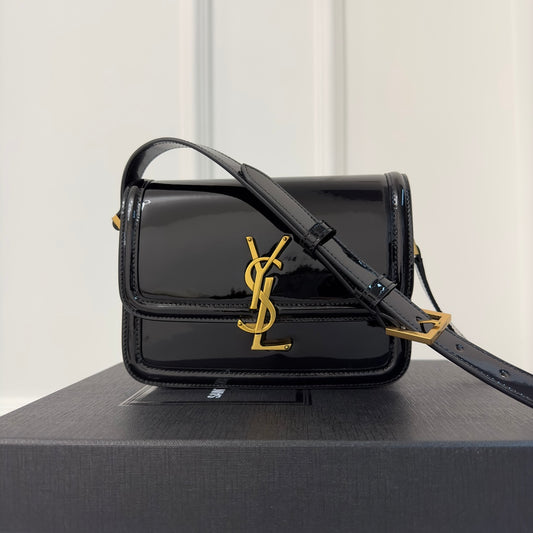 聖Y羅-BOX SAINT LAURENT 豆腐包 小號 漆皮黑色